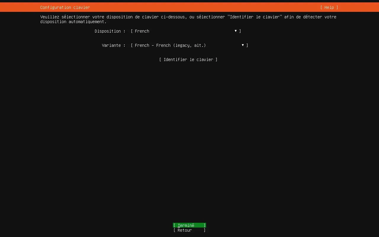 Configuration du clavier dans l'installateur Ubuntu