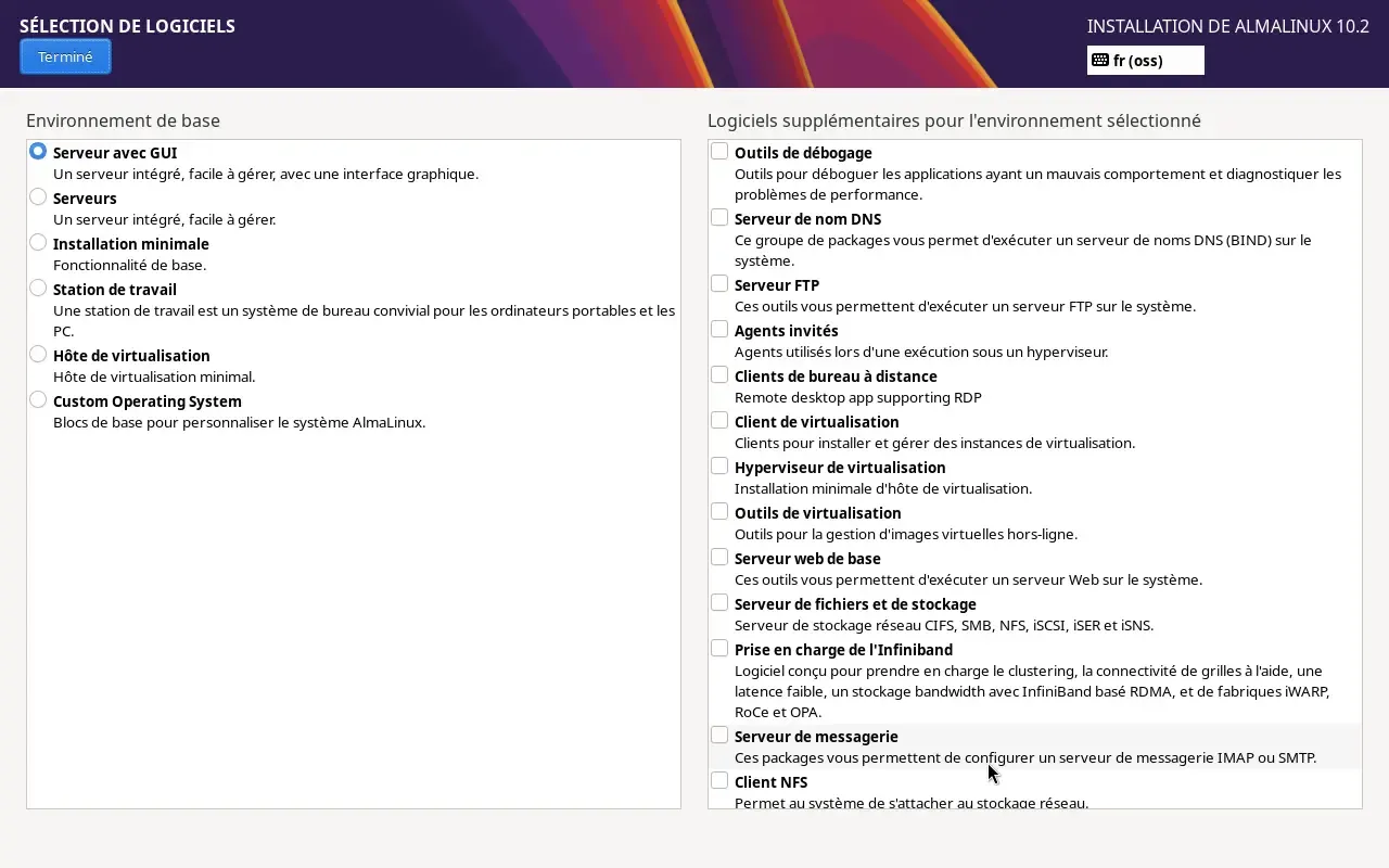 Sélection des logiciels dans Anaconda, environnements de base