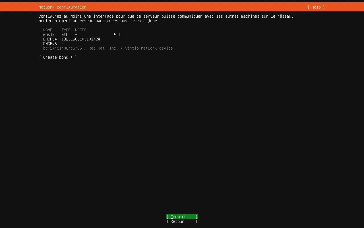 Configuration réseau automatique dans l'installateur Ubuntu