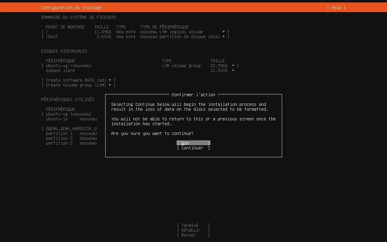 Confirmation de l'opération destructive dans Ubuntu
