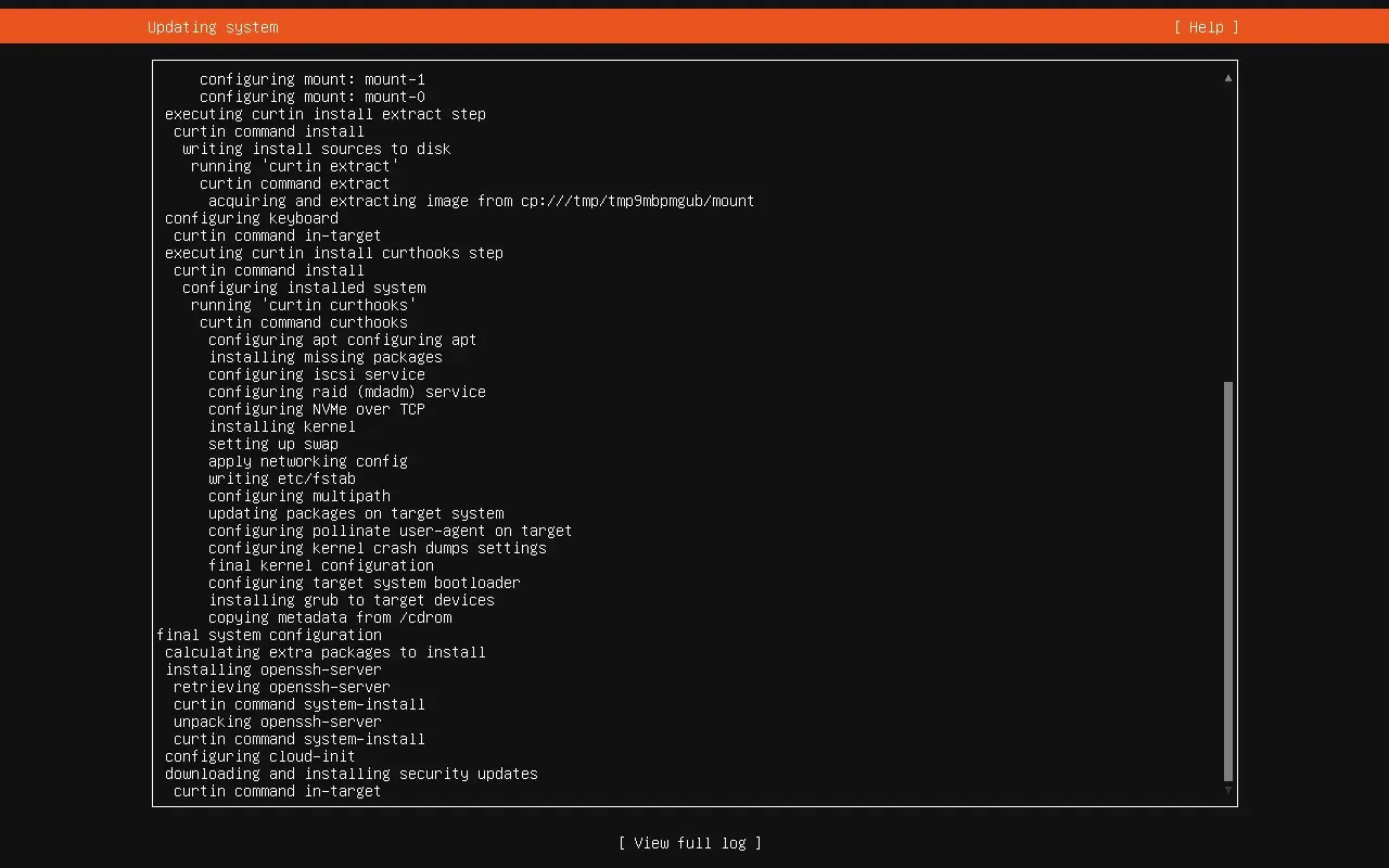Journal d'installation d'Ubuntu Server