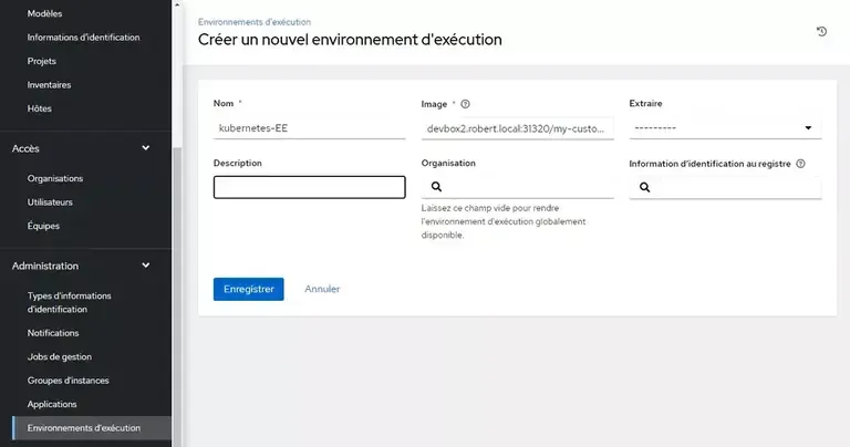 AWX environnement d'exécution