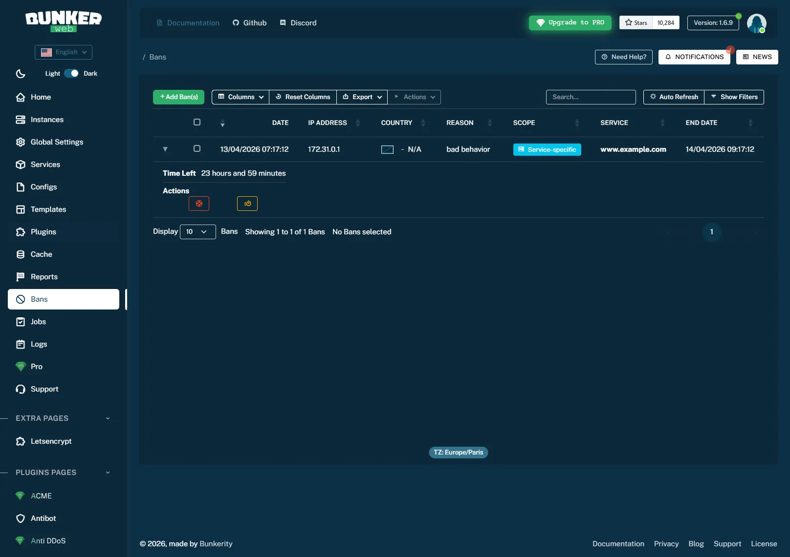 BunkerWeb — IP bannies