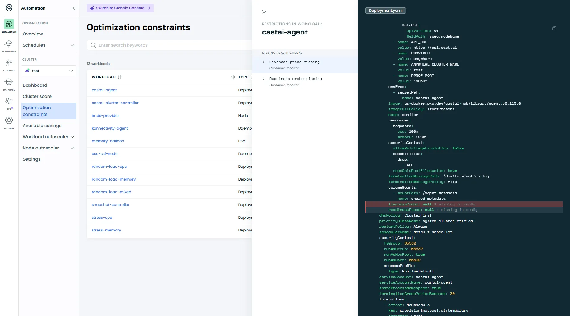 console optimization
constraints