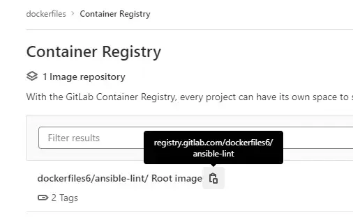 menu container registry