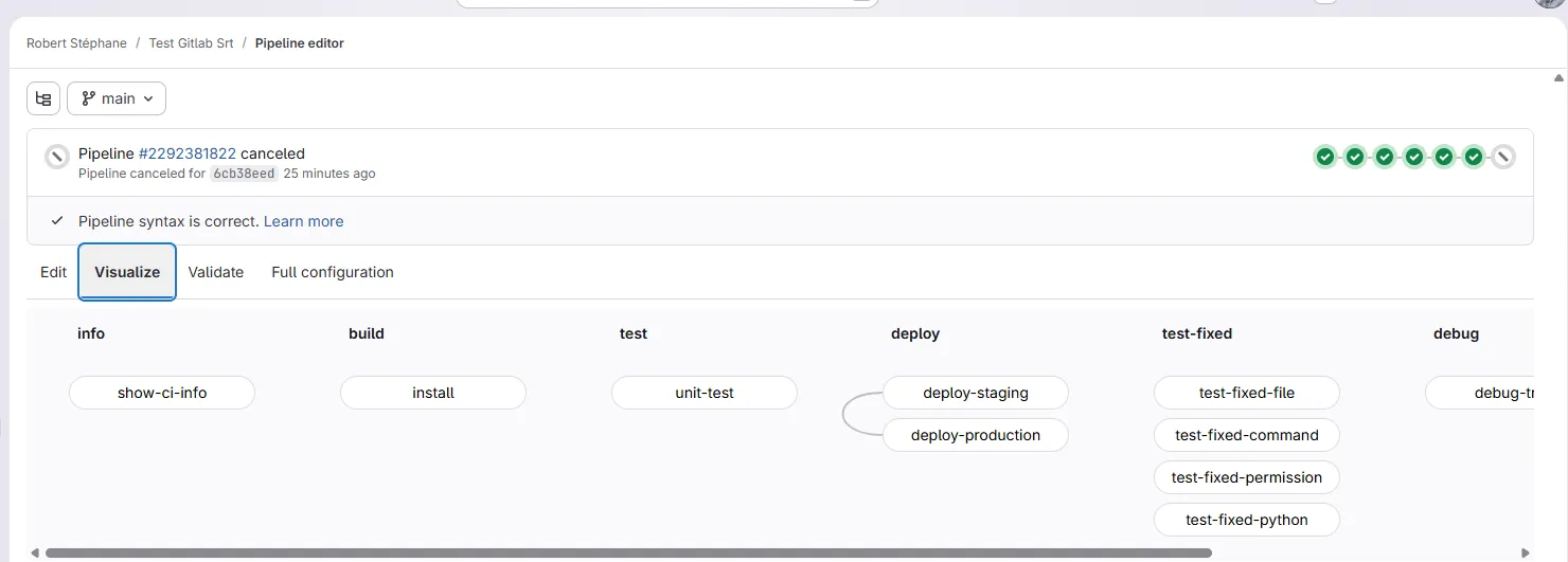 Pipeline Editor — onglet Visualize