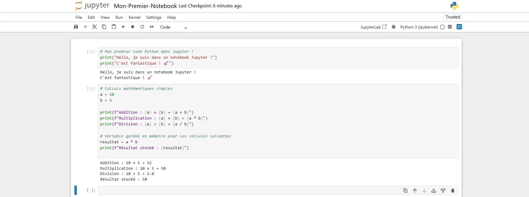 Résultat de la seconde cellule