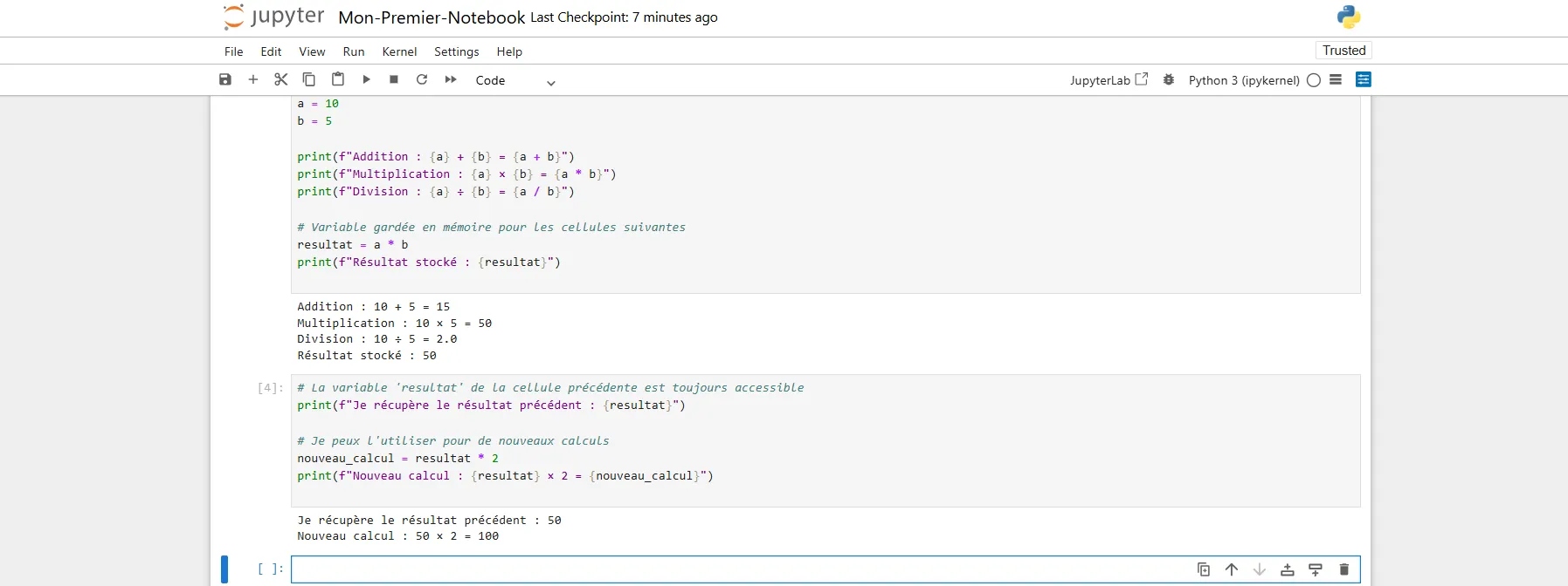 Résultat de la troisiÚme cellule