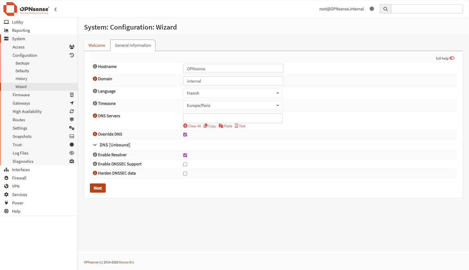 Capture d'écran des paramètres généraux