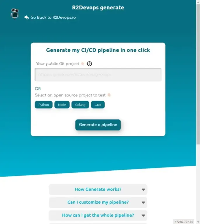 r2devops générateur pipeline
