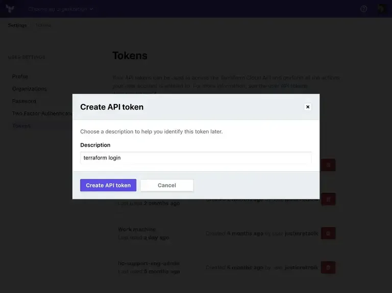 Terraform cloud login