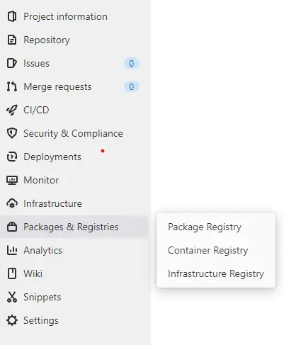 menu container registry