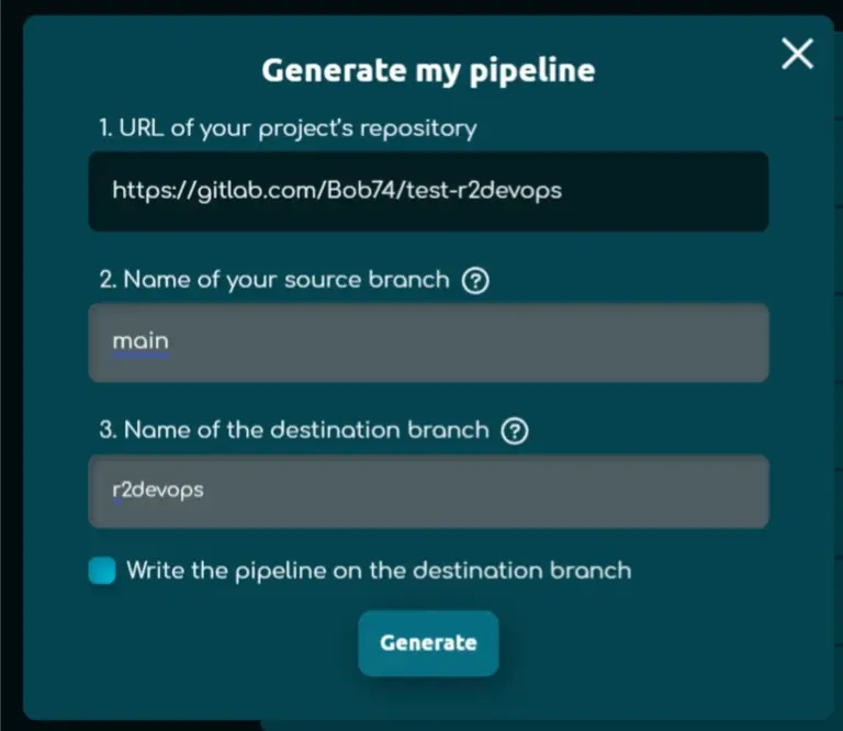 r2devops générateur pipeline