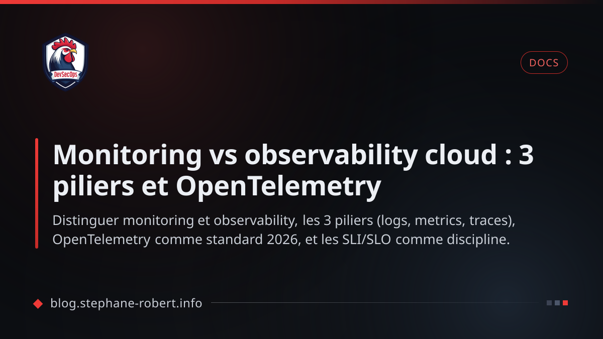 Monitoring vs observability cloud : 3 piliers et OpenTelemetry